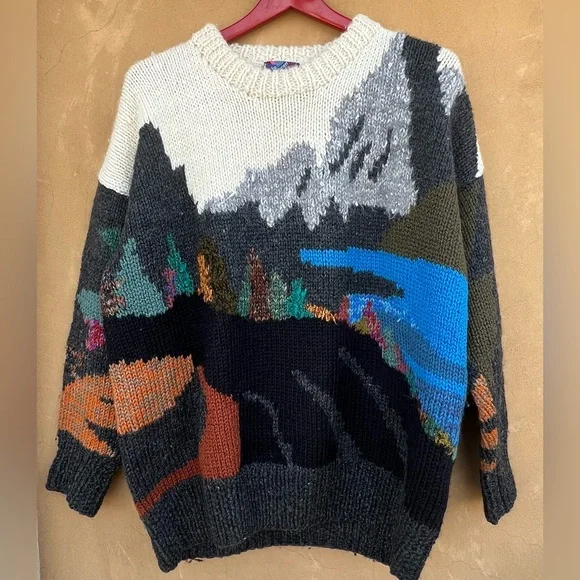 Lee Andersen Vintage mountain landscape wool sweater